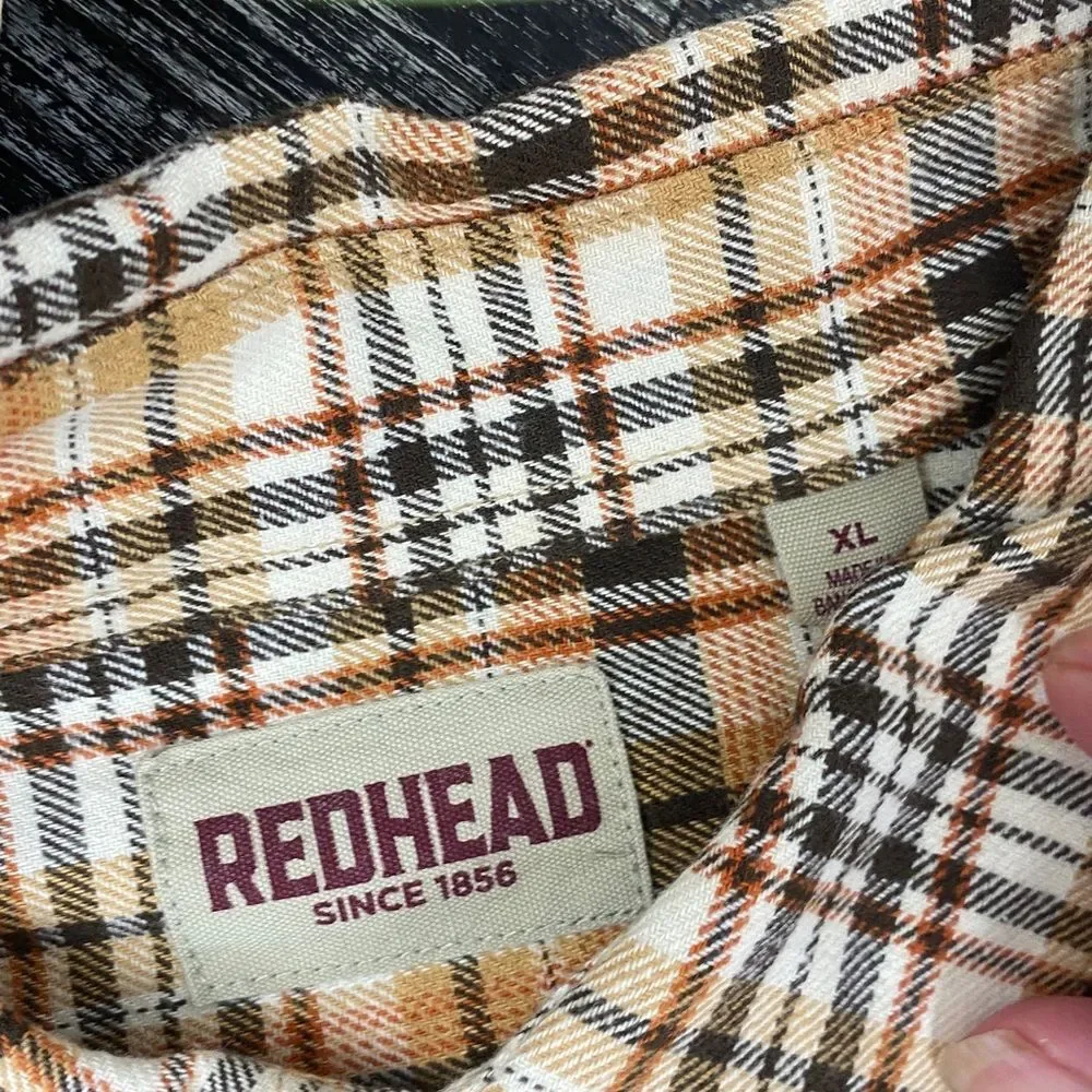 RedHead Men's Brown & Black Flannel Long Sleeve Plaid Checks Button Shirt 2XLT